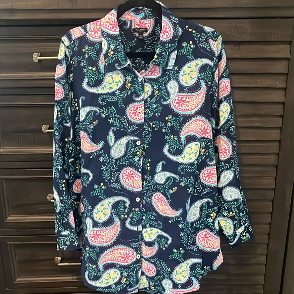 Cute Talbots lightweight gauzy button up shirt
